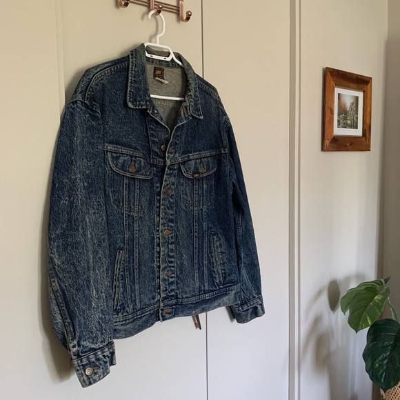 Vintage 1980s Lee Riders Dark Rinse Acid Washed Jean Denim Jacket Sz L Unisex - Picture 7 of 16